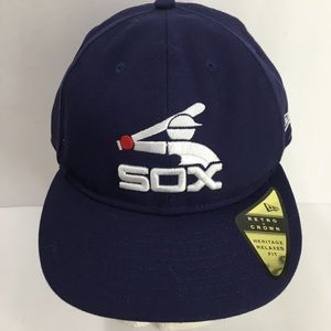 New Era Retro Logo Chicago Whitesox 7 1/2 fitted Copperstown Navy Blue Hat Cap